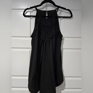 Elegant Black Crochet Detail Women's Top